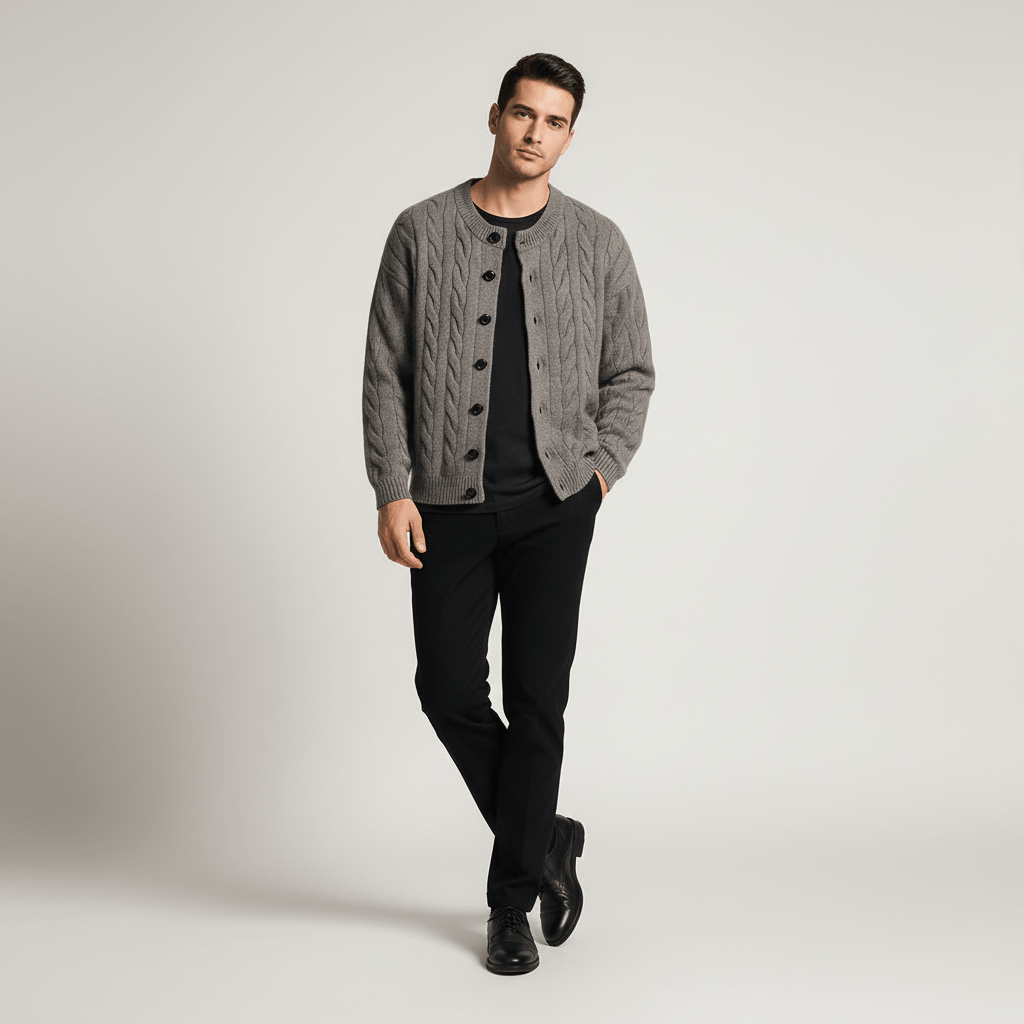 Ravan Men’s Cable Knit Sweater Cardigan | Winter