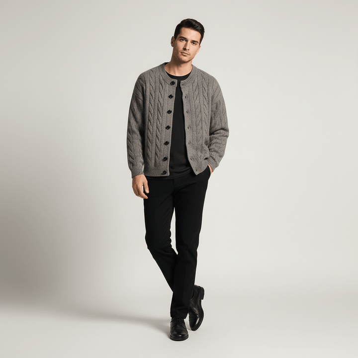 Ravan Men’s Cable Knit Sweater Cardigan | Winter