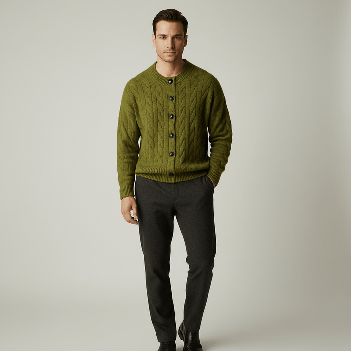 Ravan Men’s Cable Knit Sweater Cardigan | Winter
