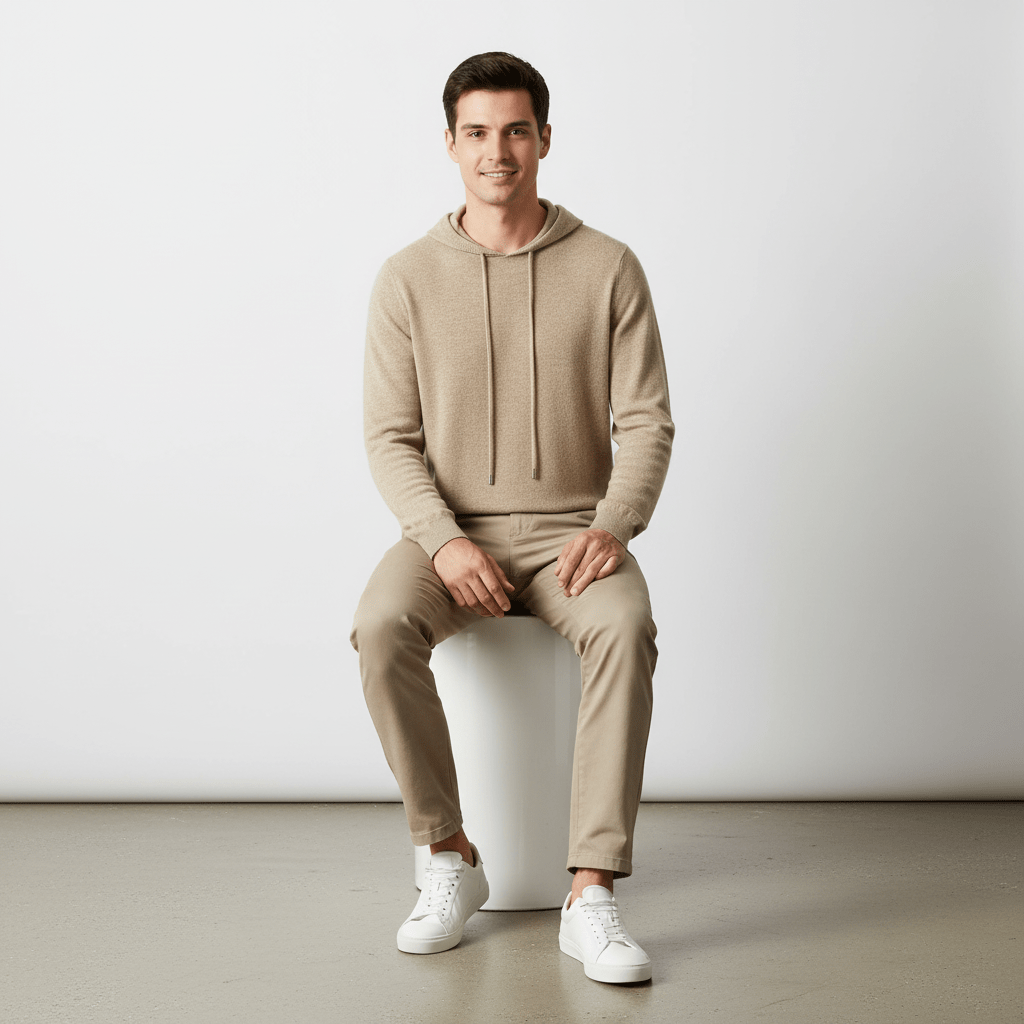 Slate Cloud 100% Merino Wool Knit Hoodie