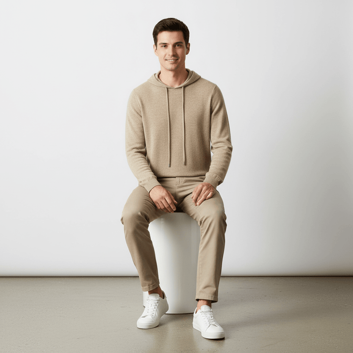 Slate Cloud 100% Merino Wool Knit Hoodie