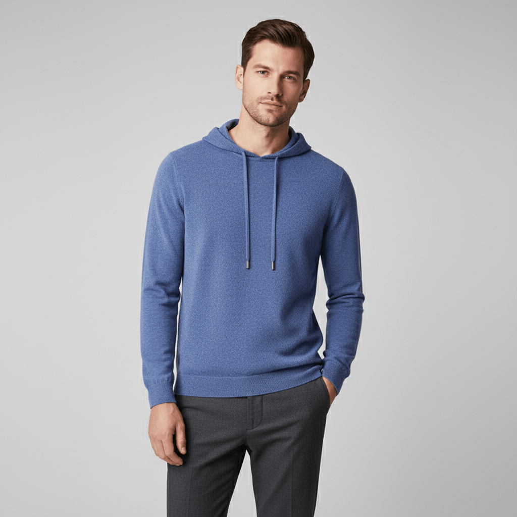 Slate Cloud 100% Merino Wool Knit Hoodie