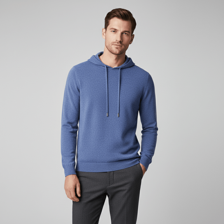 Slate Cloud 100% Merino Wool Knit Hoodie