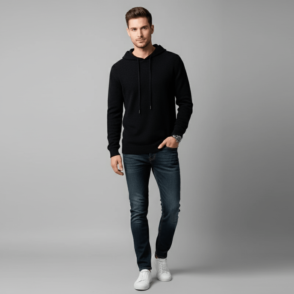 Slate Cloud 100% Merino Wool Knit Hoodie