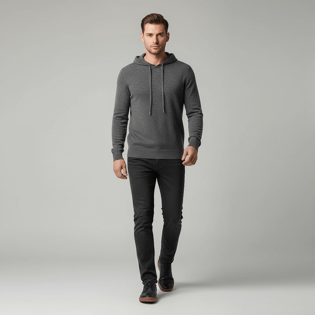 Slate Cloud 100% Merino Wool Knit Hoodie