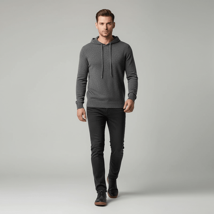 Slate Cloud 100% Merino Wool Knit Hoodie