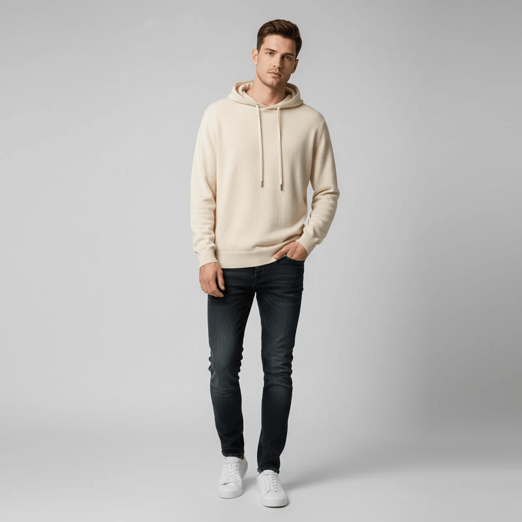 Slate Cloud 100% Merino Wool Knit Hoodie