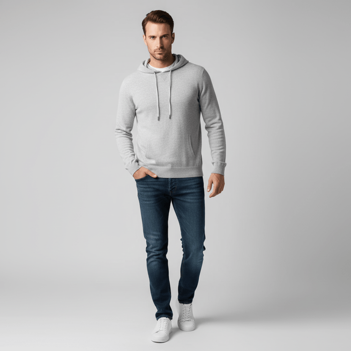 Slate Cloud 100% Merino Wool Knit Hoodie