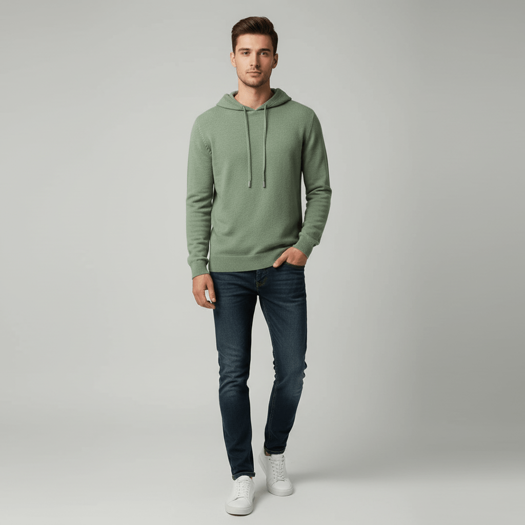 Slate Cloud 100% Merino Wool Knit Hoodie