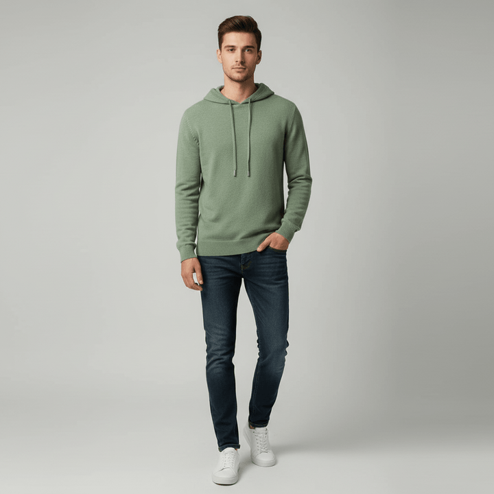 Slate Cloud 100% Merino Wool Knit Hoodie