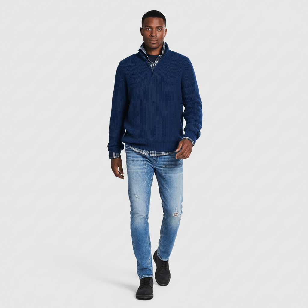 Sorvane Men's Ribbed Quarter Zip Sweater