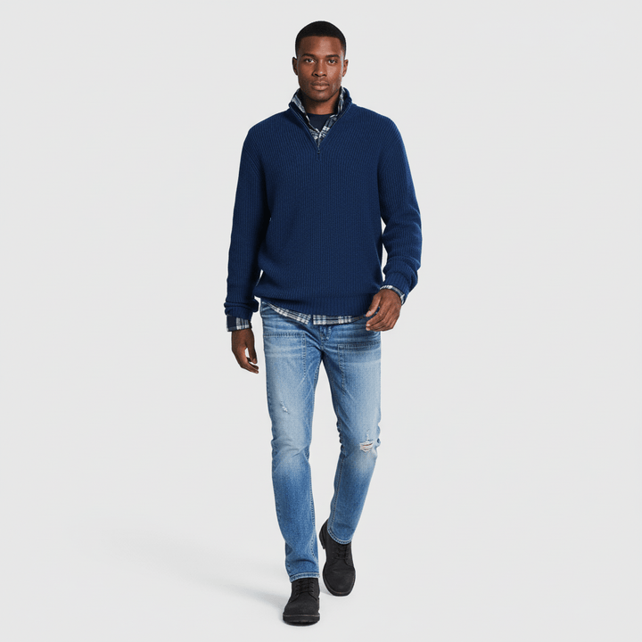Sorvane Men's Ribbed Quarter Zip Sweater