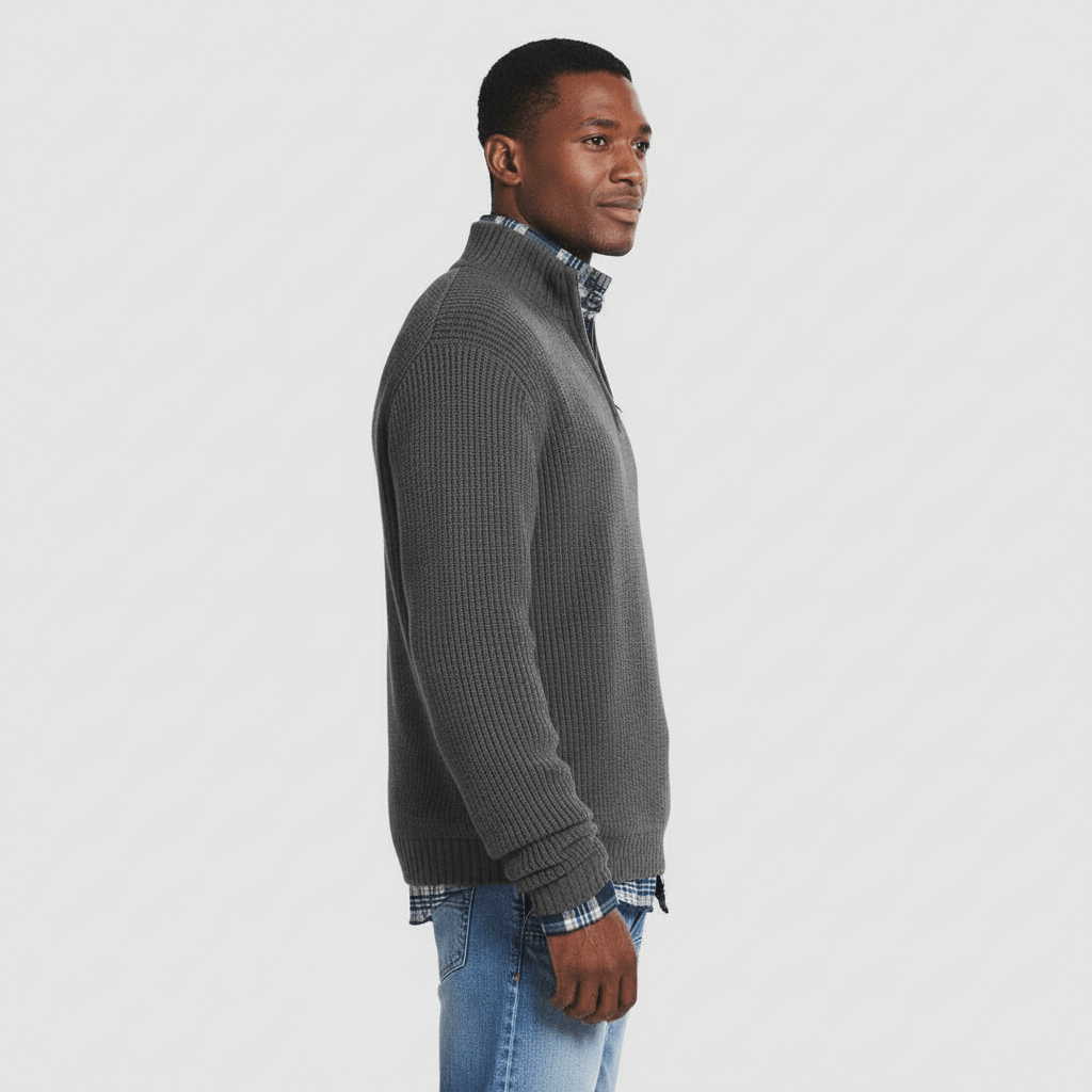 Sorvane Men's Ribbed Quarter Zip Sweater