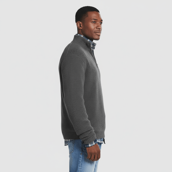 Sorvane Men's Ribbed Quarter Zip Sweater