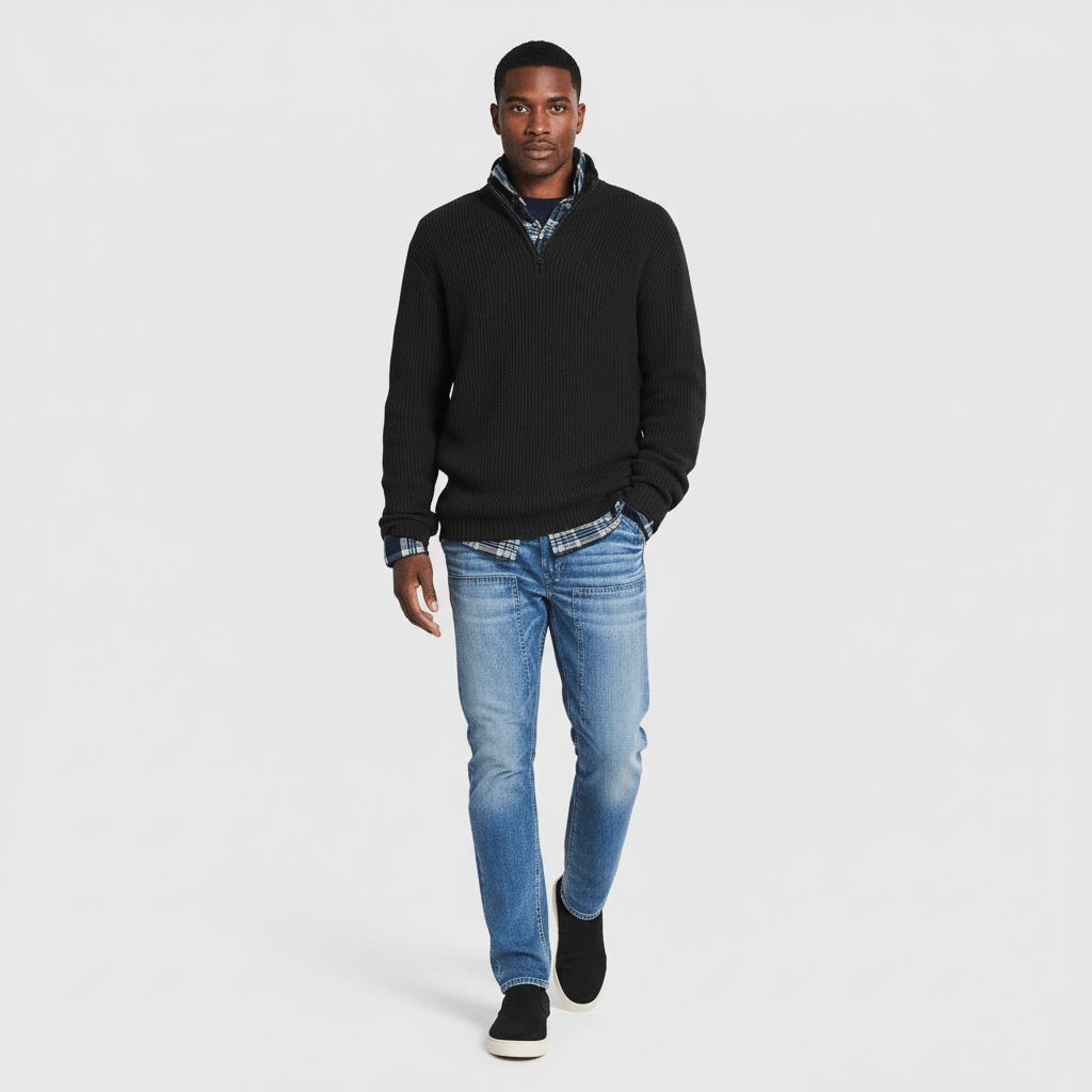 Sorvane Men's Ribbed Quarter Zip Sweater