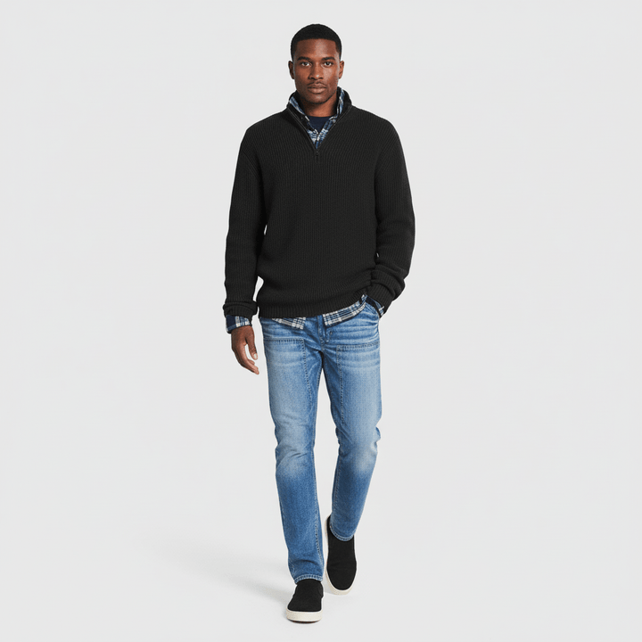 Sorvane Men's Ribbed Quarter Zip Sweater