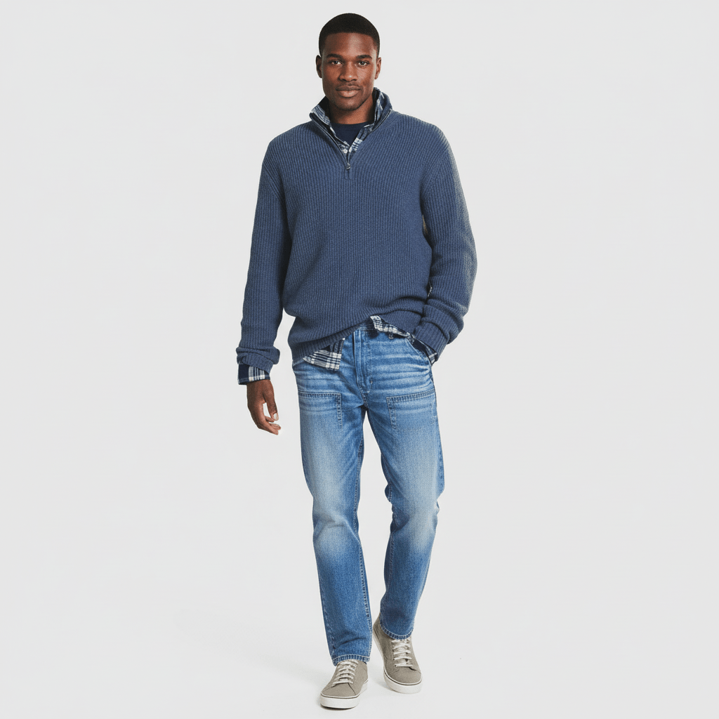 Sorvane Men's Ribbed Quarter Zip Sweater