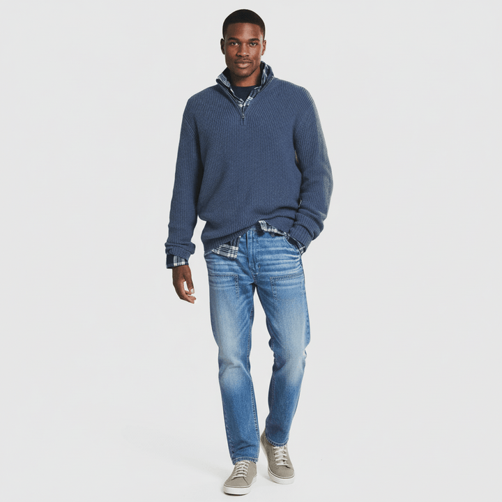 Sorvane Men's Ribbed Quarter Zip Sweater