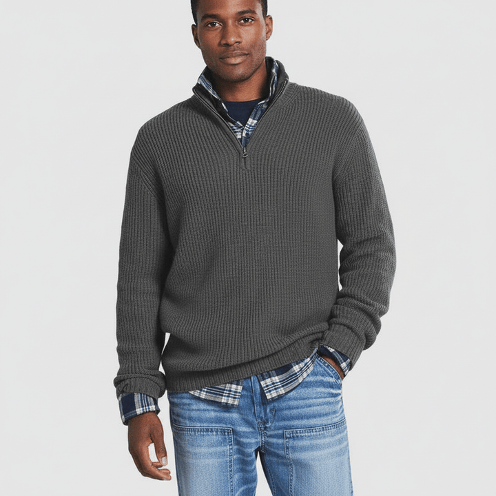 Sorvane Men's Ribbed Quarter Zip Sweater