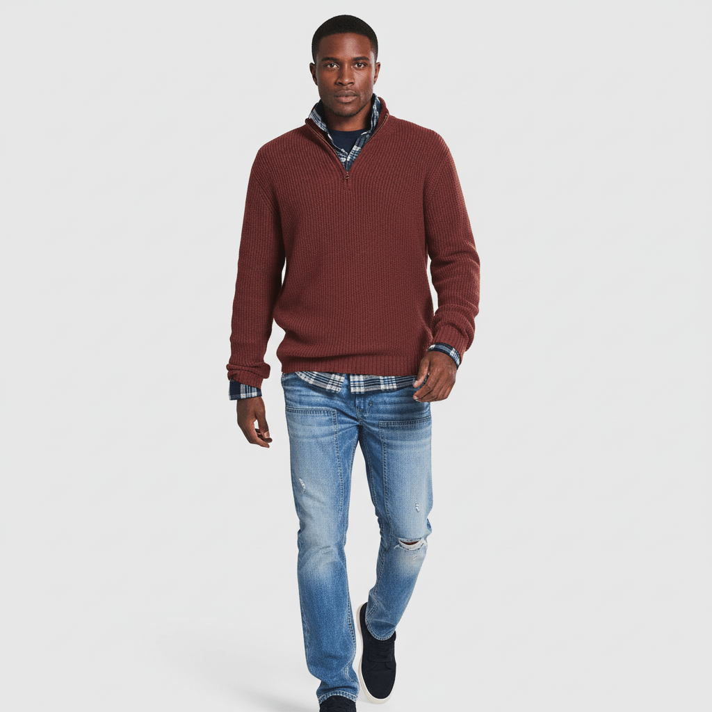 Sorvane Men's Ribbed Quarter Zip Sweater