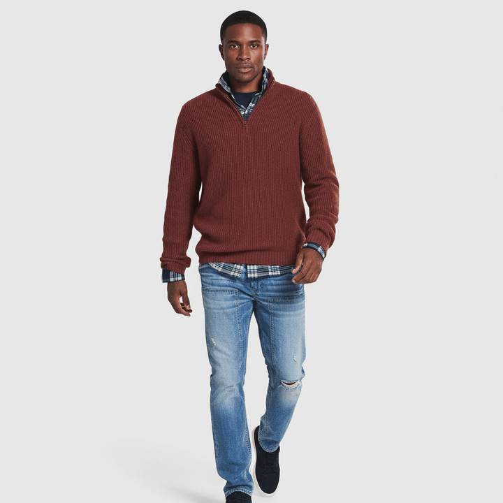 Sorvane Men's Ribbed Quarter Zip Sweater