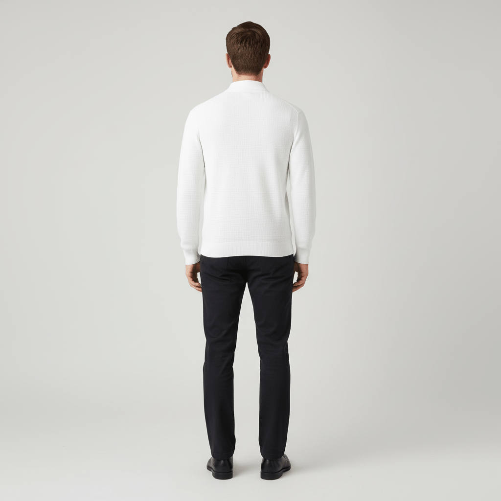 Valmor Men's Knit Polo Shirt Long Sleeve Quarter Zip