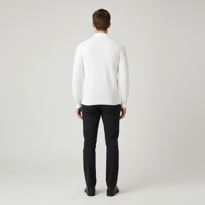 Valmor Men's Knit Polo Shirt Long Sleeve Quarter Zip