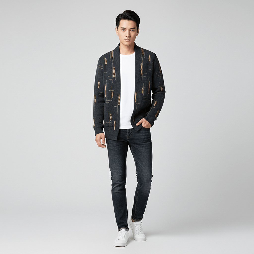 Verrois Patterned Knit Cardigan Sweater