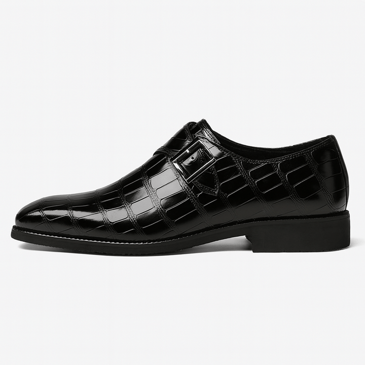 Virelli Embossed Monk-Strap Leather Shoes