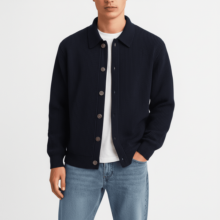Windsor Men's Knitted Button Up Sweater Overshirt