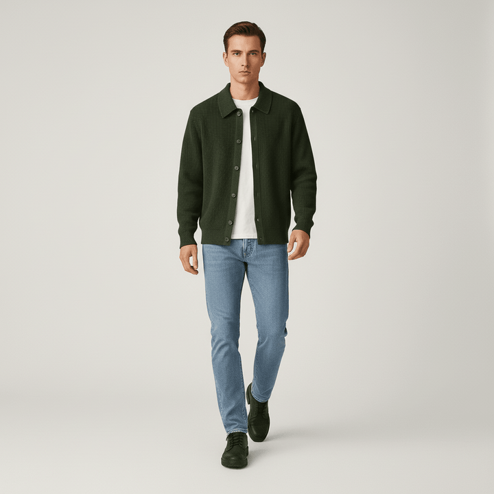 Windsor Men's Knitted Button Up Sweater Overshirt