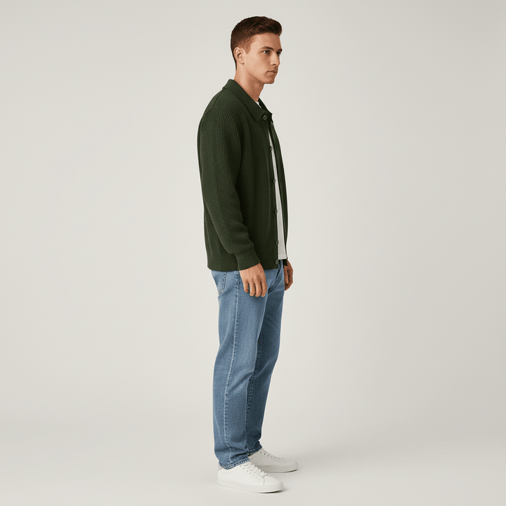 Windsor Men's Knitted Button Up Sweater Overshirt
